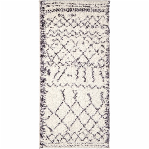 Orian Tribal Walk Accent Rug - Soft White Perspective: front