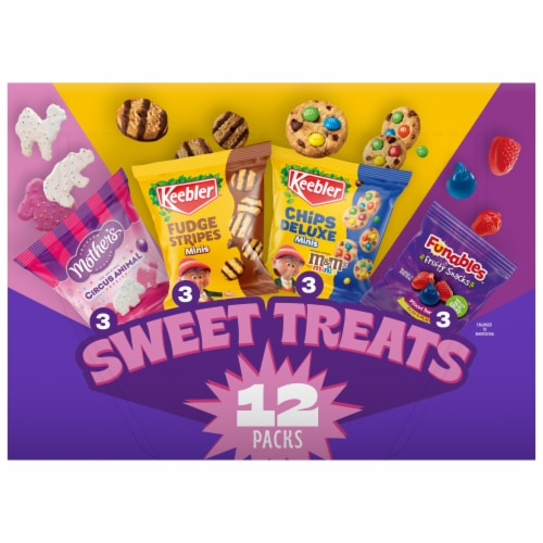 Keebler®Fruit Snacks Fudge Shortbread and M&M's Chocolate Chip Cookies Variety Pack Perspective: front