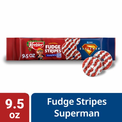 Keebler Superman Fudge Stripes Cookies, Strong Berry Flavor, Sweet Treat Pack Perspective: front