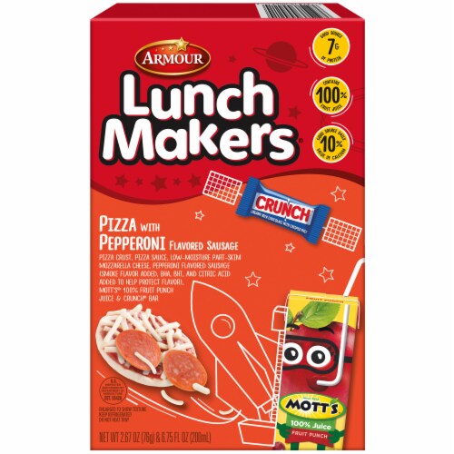 Armour LunchMakers Pizza with Pepperoni Sausage Meal Kit with Juice & Candy Bar Perspective: front