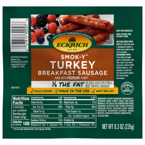 Eckrich Smok-Y Turkey Breakfast Sausage Links Perspective: front