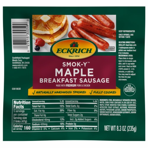 Eckrich Smok-Y Maple Breakfast Sausage Links Perspective: front