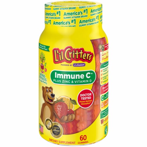 L'il Critters Immune C Plus Zinc & Echinacea Assorted Fruit Gummies 60 Count Perspective: front