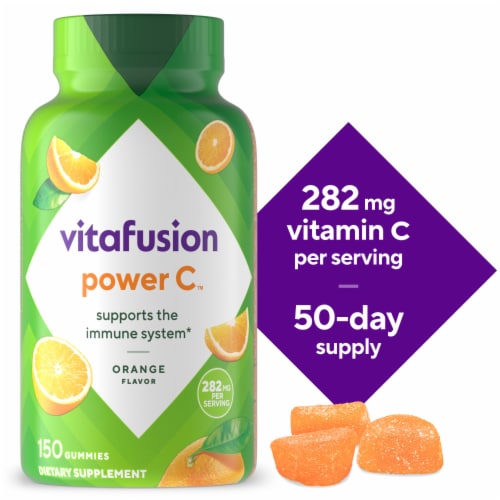 vitafusion Power C High Potency Vitamin C Orange Flavored Gummy Supplement Immune Support 282mg Perspective: front