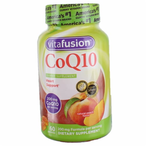 Vitafusion CoQ10 Adult Supplements, Natural Peach , 200 mg, 90 Ct Perspective: front