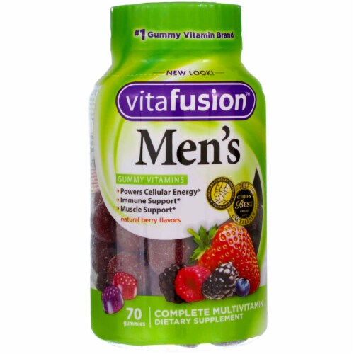 Vitafusion Men's Complete Multivitamin Gummies, Natural Berry, 70 Ct Perspective: front