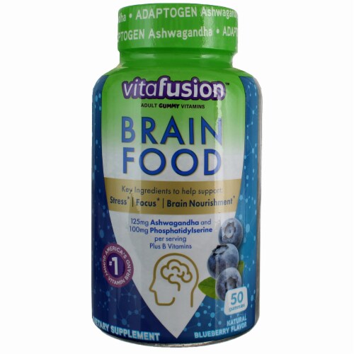 Vitafusion Natural Blueberry Flavor Brain Food Adult Gummy Vitamins Perspective: front