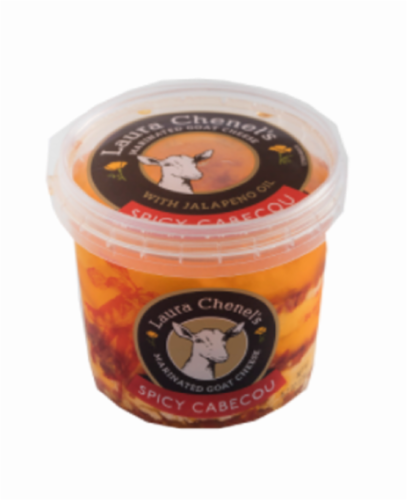 Laura Chenel's Spicy Marinated Cabecou Goat Cheese Perspective: front