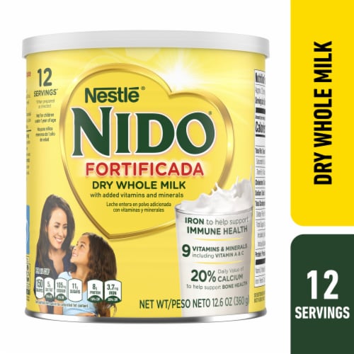 NIDO Fortificada Powdered Drink Mix Dry Whole Milk Powder with Vitamins and Minerals Perspective: front