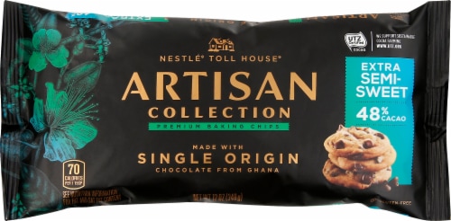 Nestle Toll House Artisan Collection Extra Semi-Sweet Premium Chocolate Baking Chips Perspective: front