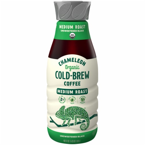 Chameleon Organic Medium Roast Unsweetened Black Cold Brew Coffee Perspective: front