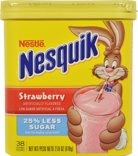 Nestle Nesquik Strawberry Milk Powder Mix Perspective: front