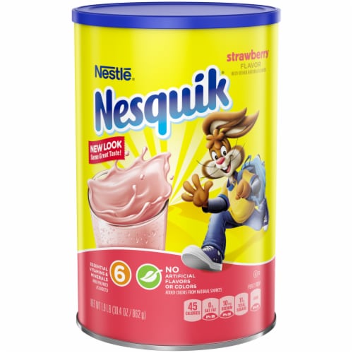 Nestle® Nesquik® Strawberry Milk Powder Perspective: front