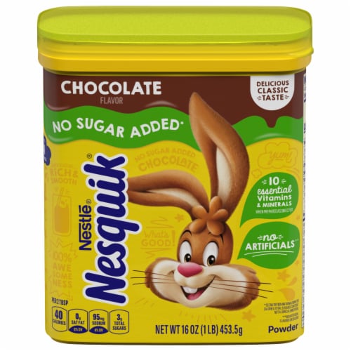 Nesquik® No Sugar Added Chocolate Milk Powder Mix Perspective: front