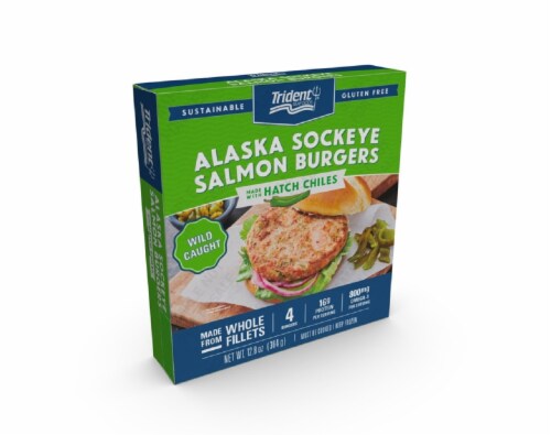 Trident Seafoods Alaska Sockeye Salmon Burgers Perspective: front