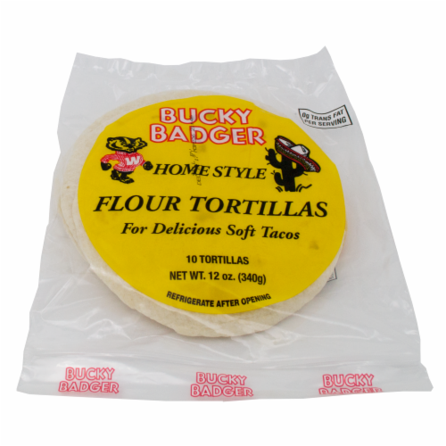 Bucky Badger Homestyle Flour Tortilla Perspective: front