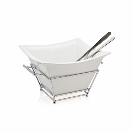 Godinger 6381 Salad Bowl & Servers Piazza Perspective: front