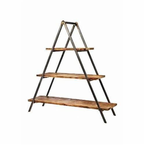 Godinger 11606 Ridgewood Collection 3 Tier Wood Serving Tray with Metal Stand Perspective: front
