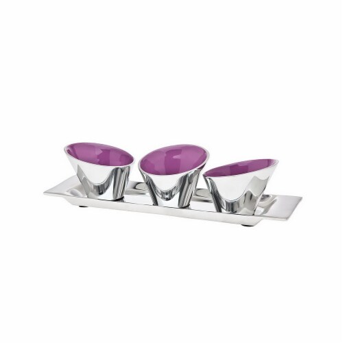 Godinger 12342 Primary Colors Tray 3 Bowl, Violet Perspective: front