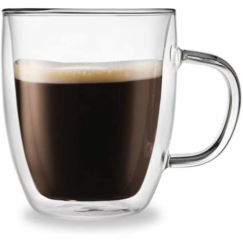 Godinger 18104 14 oz Glass Double Wall Insulated Coffee Mug Perspective: front