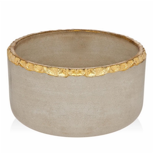 Godinger 61862 Stone Salad Bowl Gold Edge Perspective: front