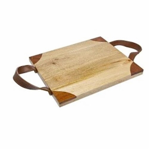 Godinger 64012 Wood Tray with Leather Handles, 1 Kroger
