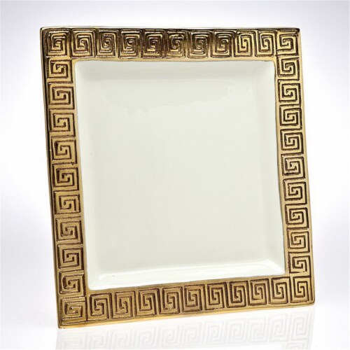 Godinger 95604 Greek Key Square Tray Perspective: front