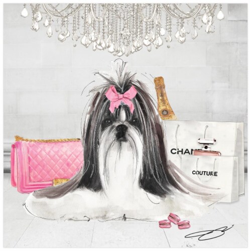 Empire Art Direct TMP-JP1053-2020 Pink Shih TZU Unframed Free Floating Tempered Glass Panel G Perspective: front