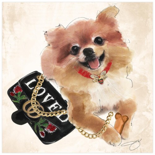 Empire Art Direct TMP-JP1056-2020 Pomeranian Unrameled Free Floating Tempered Glass Panel Gra Perspective: front