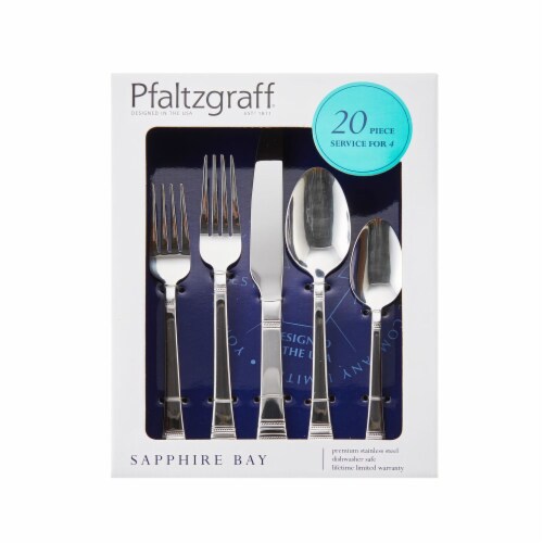 Pfaltzgraff Sapphire Bay Flatware Set 20 Piece Perspective: front