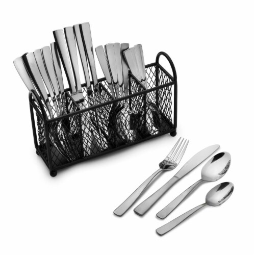 Pfaltzgraff Satin Danford Flatware Set with Caddy Perspective: front