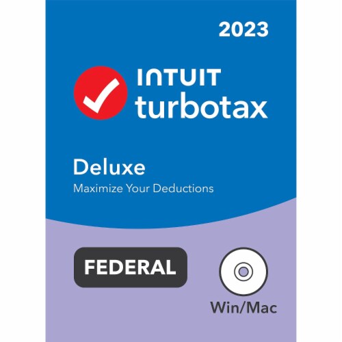 Intuit TurboTax Desktop Deluxe TY2023 Retail NS DVD PKG Perspective: front