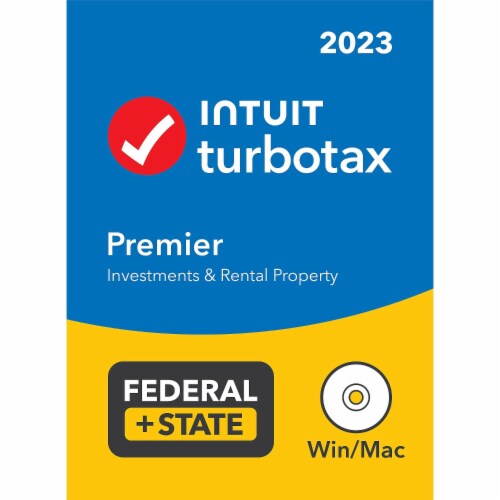 Intuit TurboTax Desktop Premier TY2023 Retail FS DVD PKG Perspective: front