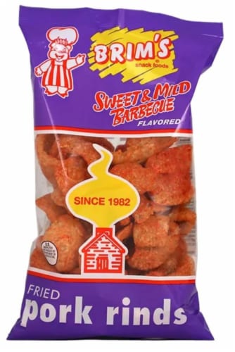 Brim's® Sweet & Mild Barbecue Fried Pork Rinds Perspective: front