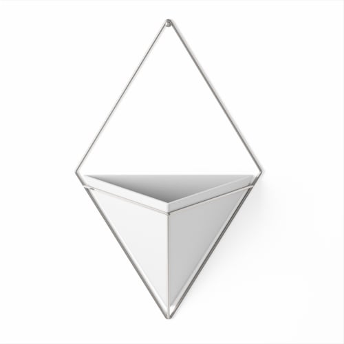 Umbra 470752-670 Trigg Hanging Planter Vase & Geometric Wall Decor Container, Large - White & Perspective: front