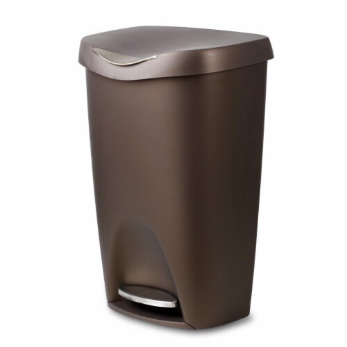 Umbra Brim Bronze Kitchen Trash Can with Stainless Steel Foot Pedal Perspective: front