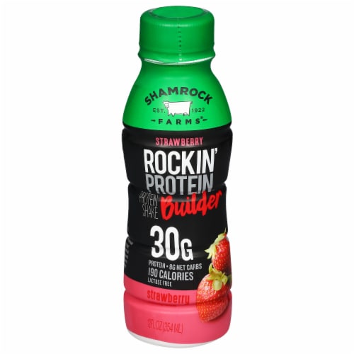 Shamrock Farms® Rockin' Protein™ Builder Strawberry Protein Shake Perspective: front