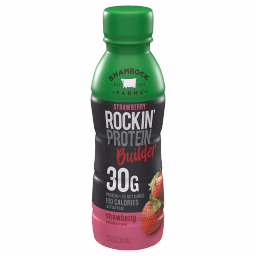 Shamrock Farms® Rockin' Protein™ Builder Strawberry Protein Shake Perspective: front