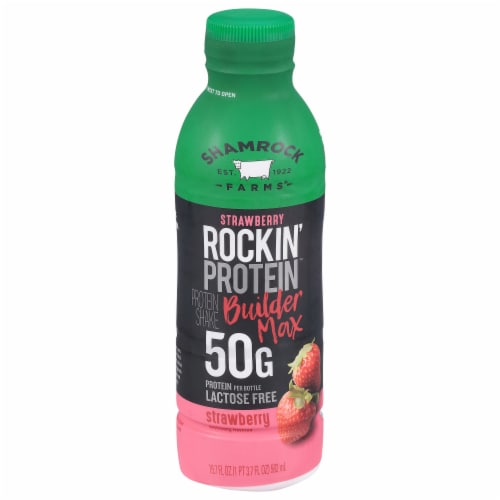 Shamrock Farms® Strawberry Rockin' Protein® Builder Max Protein Shake Perspective: front