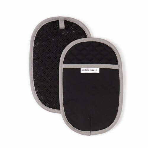 KitchenAid Asteroid Pot Holder Set - 2 Pack - Black Perspective: front