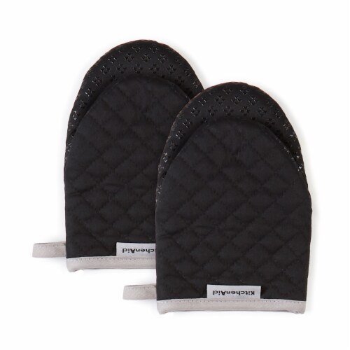 KitchenAid Asteroid Mini Oven Mitt - 2 Pack - Black Perspective: front