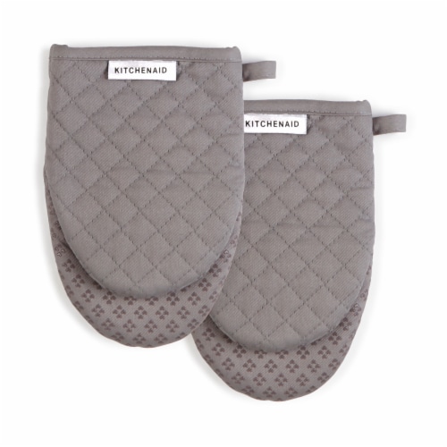 KitchenAid Asteroid Mini Oven Mitt - 2 Pack - Gray Perspective: front