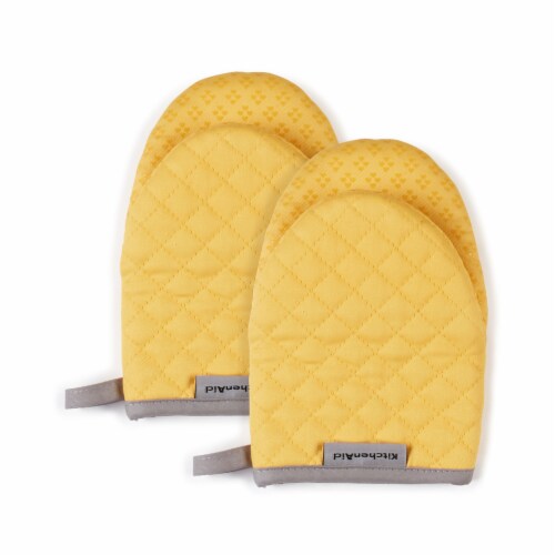 KitchenAid Asteroid Mini Oven Mitt Set - 2 Pack - Yellow Perspective: front