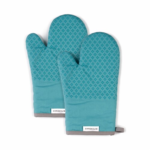 KitchenAid Asteroid Oven Mitt Set - 2 Pack - Aqua Perspective: front