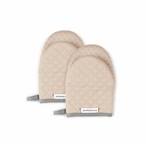 KitchenAid Asteroid Mini Oven Mitt Set - 2 Pack - Tan Perspective: front