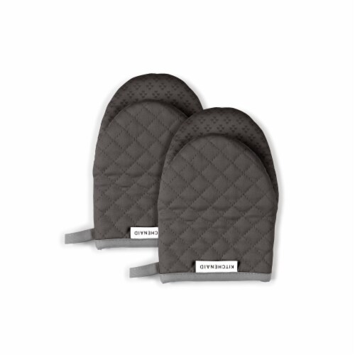 KitchenAid Asteroid Mini Oven Mitt Set - 2 Pack - Gray Perspective: front