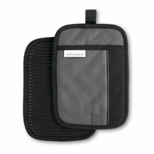 KitchenAid Beacon Pot Holder Set - 2 Pack - Silver / Black Perspective: front