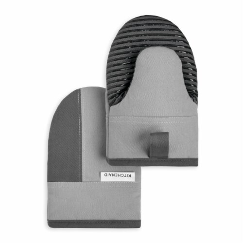 KitchenAid Beacon Mini Oven Mitt Set - 2 Pack - Gray / Silver Perspective: front