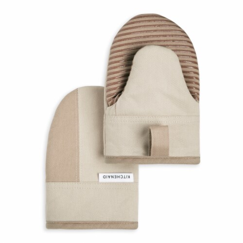 KitchenAid Beacon Mini Oven Mitt Set - 2 Pack - Tan / Beige Perspective: front