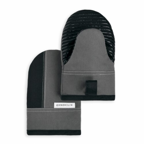 KitchenAid Beacon Mini Oven Mitt Set - 2 Pack - Silver / Black Perspective: front